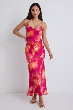 Lavish Party Pink Tie Back Slip Dress