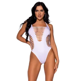 Leg Avenue Wet Look White Bodysuit Uk 6 to 12