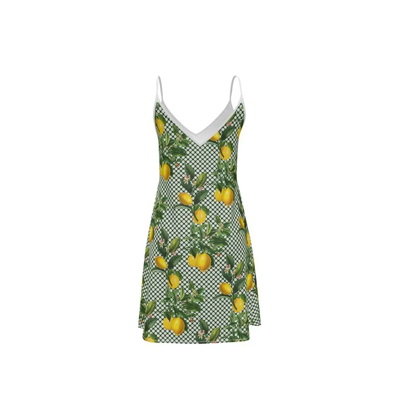 Lemony Dots Slip Dress