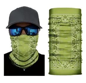 LIME GREEN PAISLEY SEAMLESS BANDANA FACE COVER TUBE MULTI FUNCTION MASK WRAPS