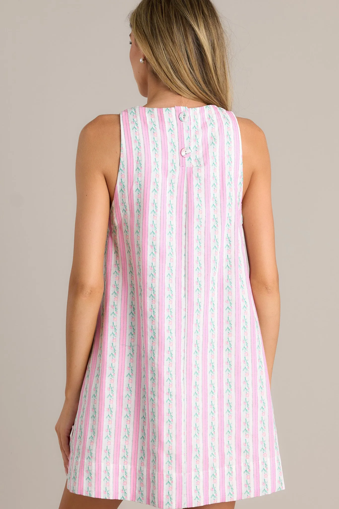 Live In The Now Sleeveless Pink Floral Mini Dress