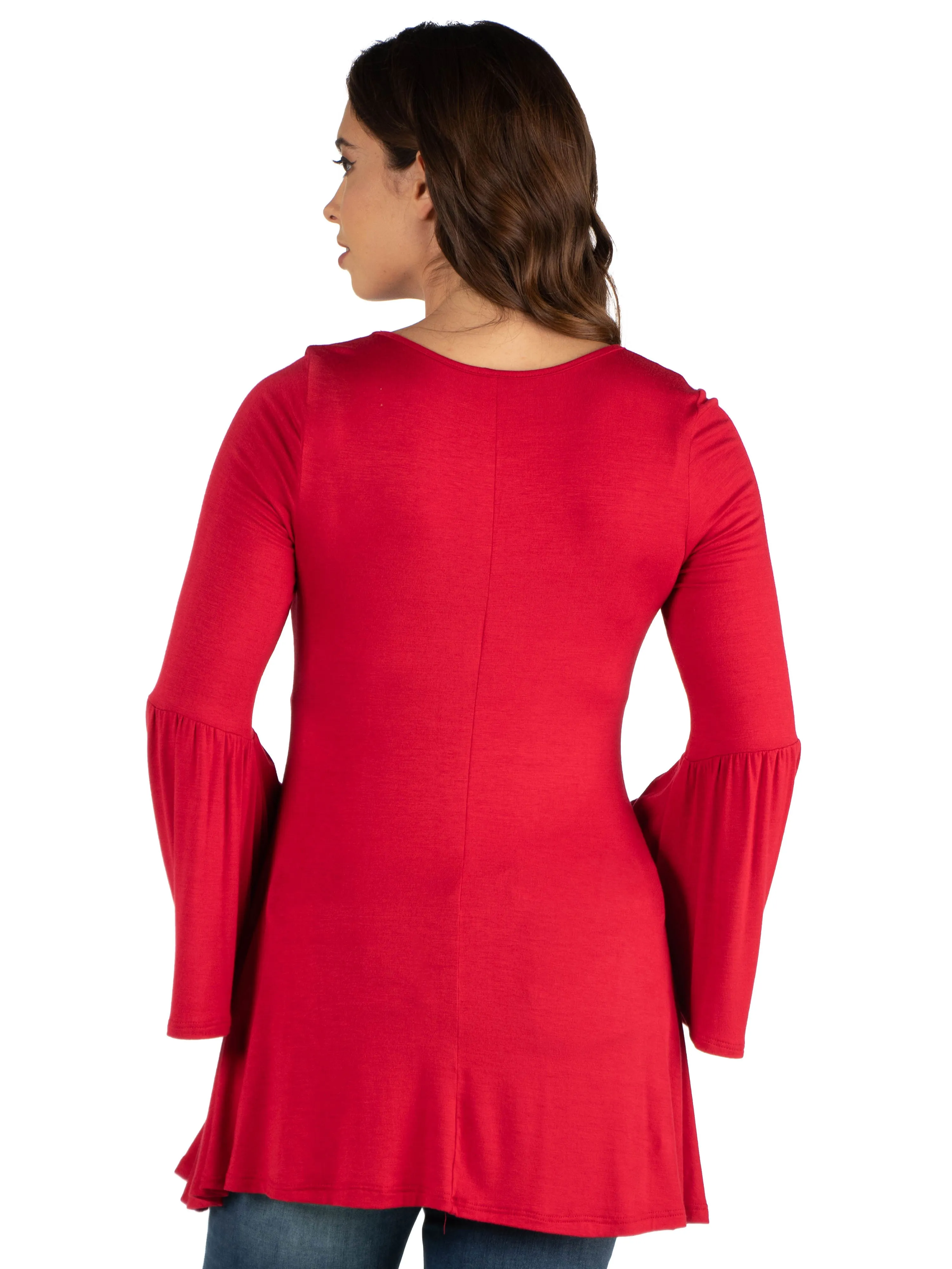 Long Bell Sleeve Flared Maternity Tunic Top