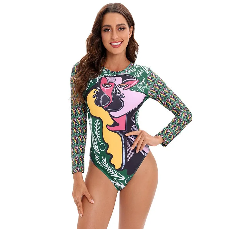 Long sleeve swimwear one piece swimsuit backless jumpsuit swim suit Bathing Suit beach wear Bodysuit Monokini