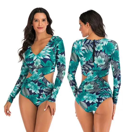 Long sleeve swimwear one piece swimsuit backless jumpsuit swim suit Bathing Suit beach wear Bodysuit Monokini