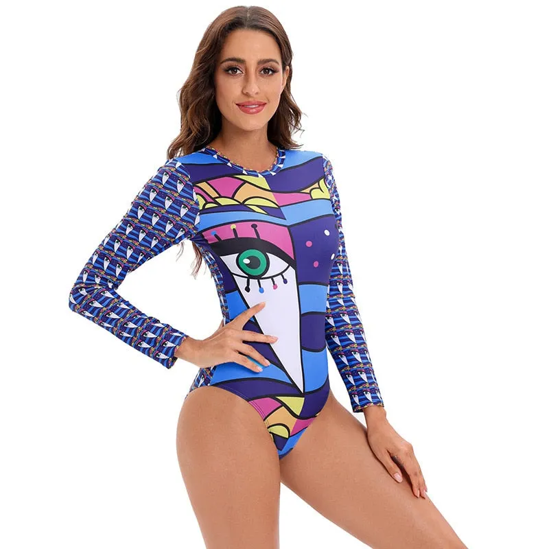 Long sleeve swimwear one piece swimsuit backless jumpsuit swim suit Bathing Suit beach wear Bodysuit Monokini