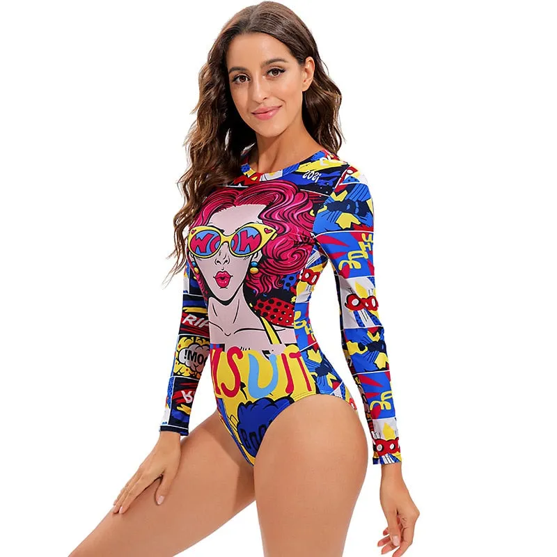 Long sleeve swimwear one piece swimsuit backless jumpsuit swim suit Bathing Suit beach wear Bodysuit Monokini