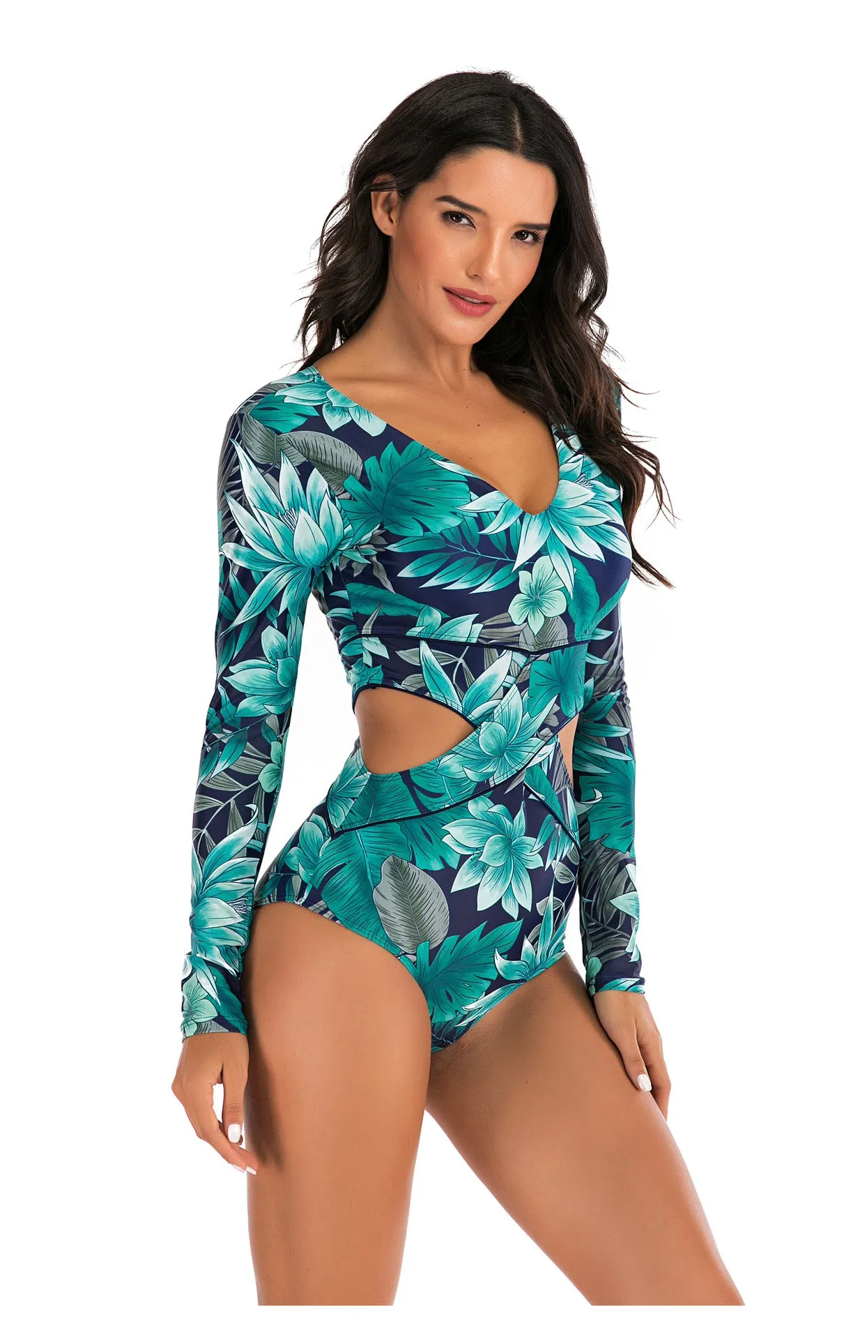 Long sleeve swimwear one piece swimsuit backless jumpsuit swim suit Bathing Suit beach wear Bodysuit Monokini