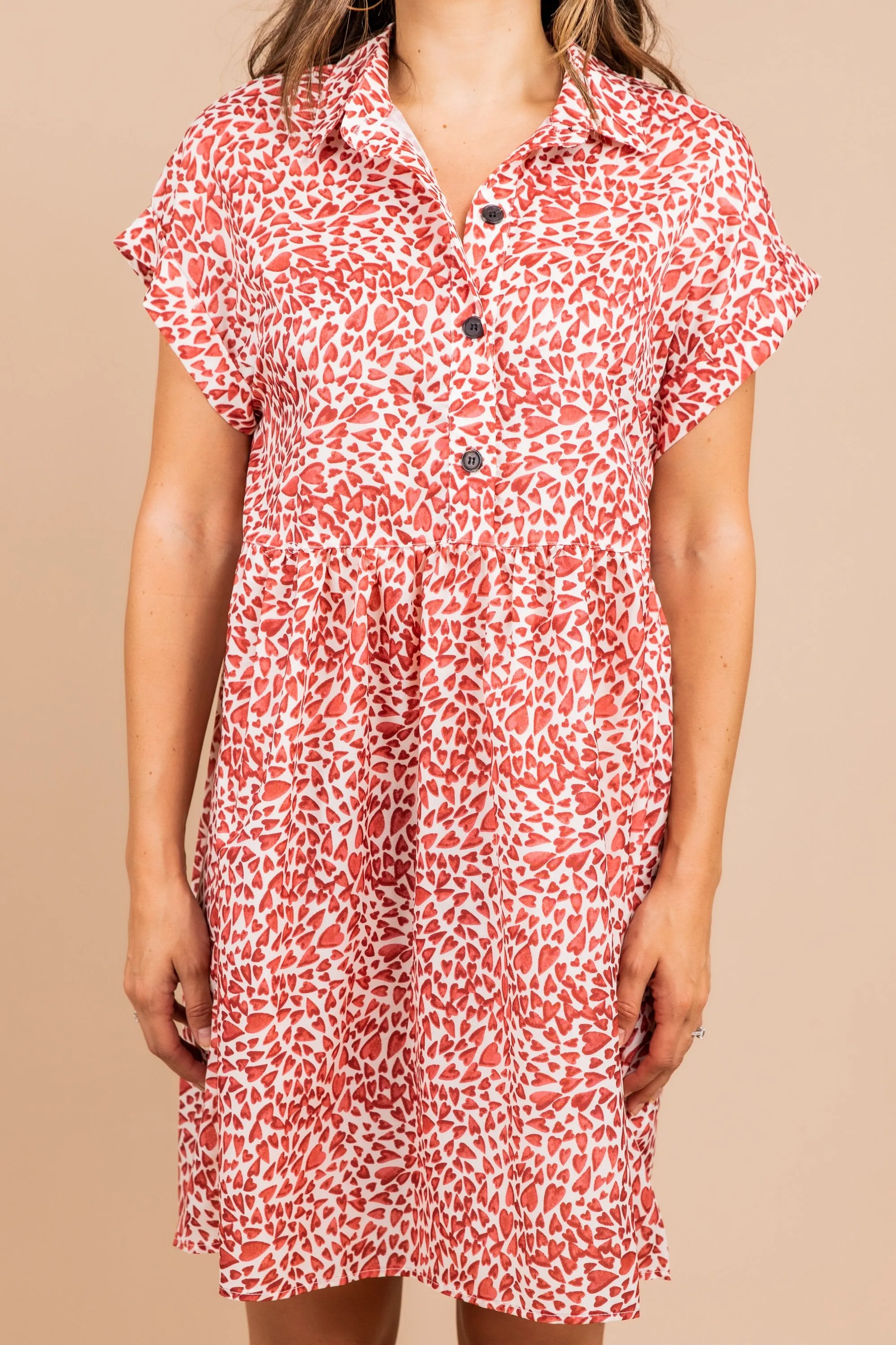 Love In Abundance Off White Heart Print Dress