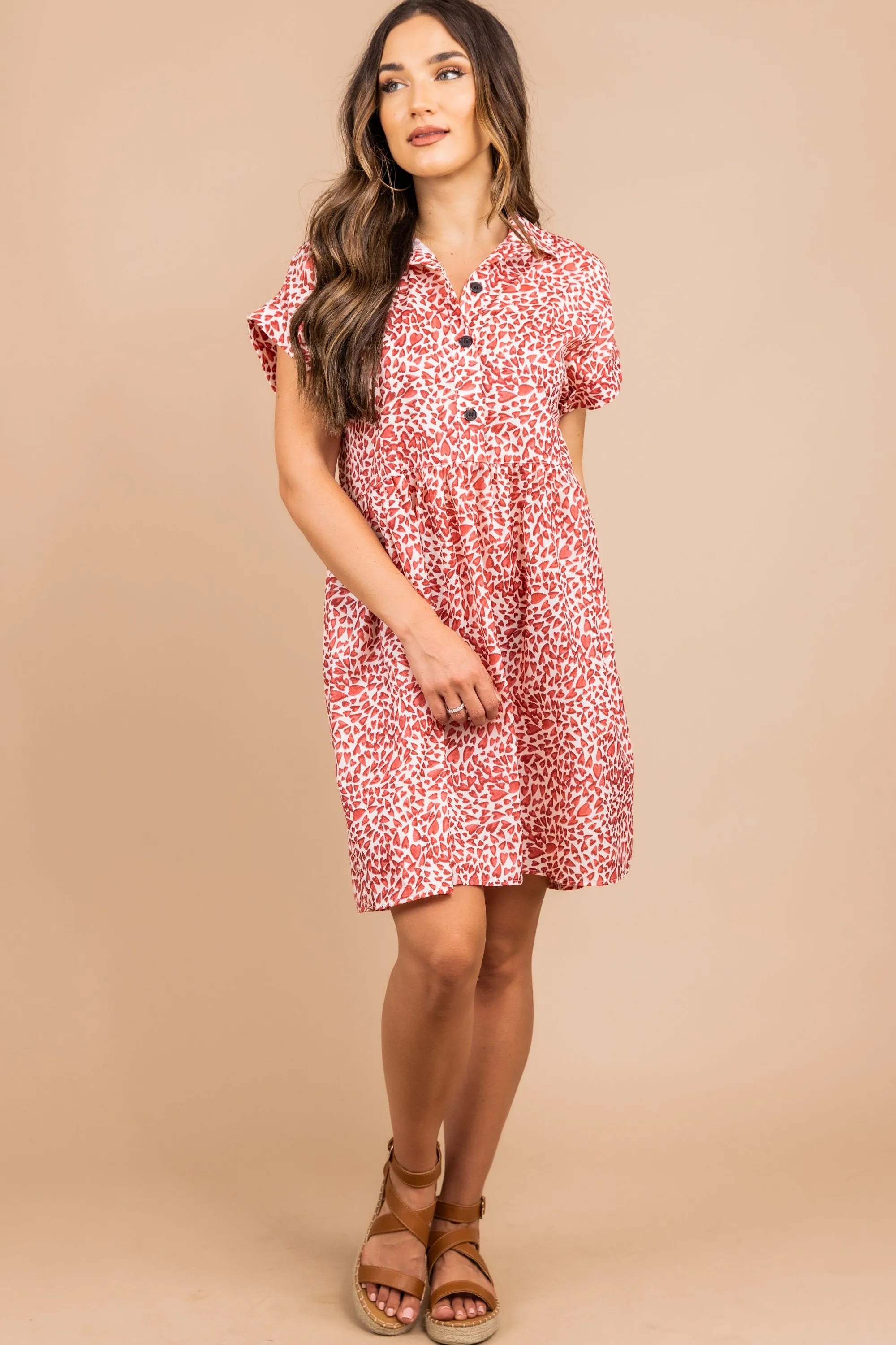 Love In Abundance Off White Heart Print Dress