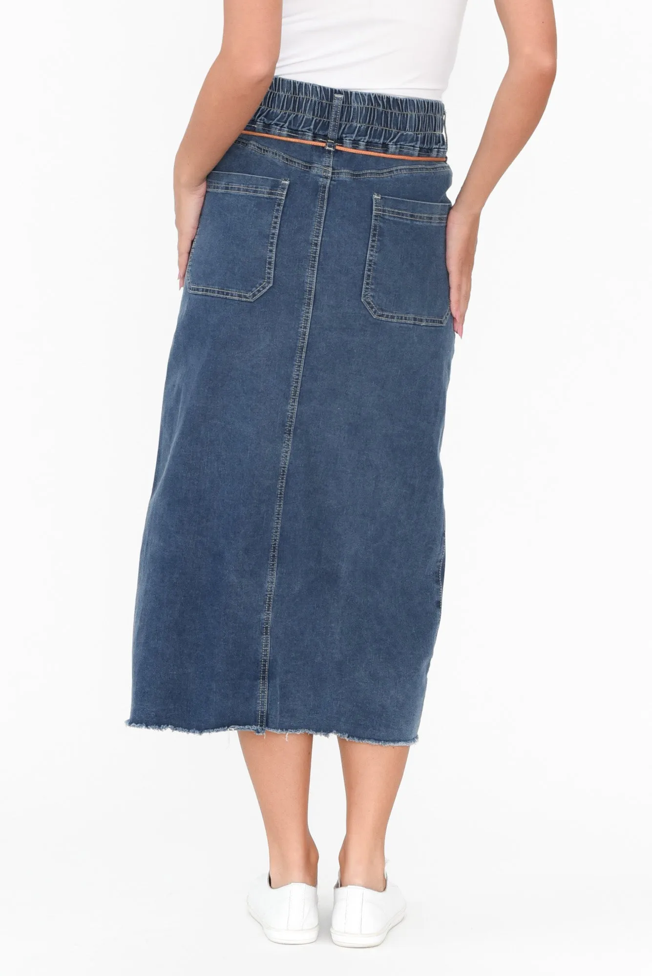 Lusia Dark Blue Denim Tie Skirt