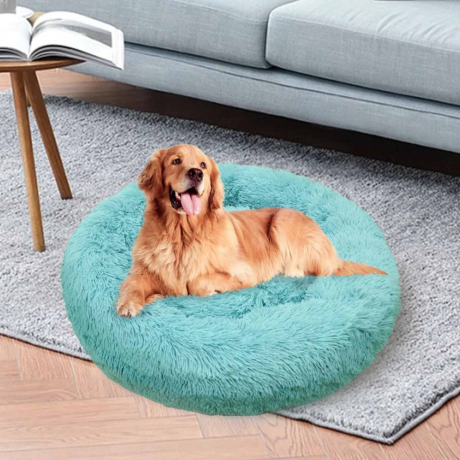 Luxurious Teal Dog Bed XXL, Plush, Non-Slip Base - Pawfriends