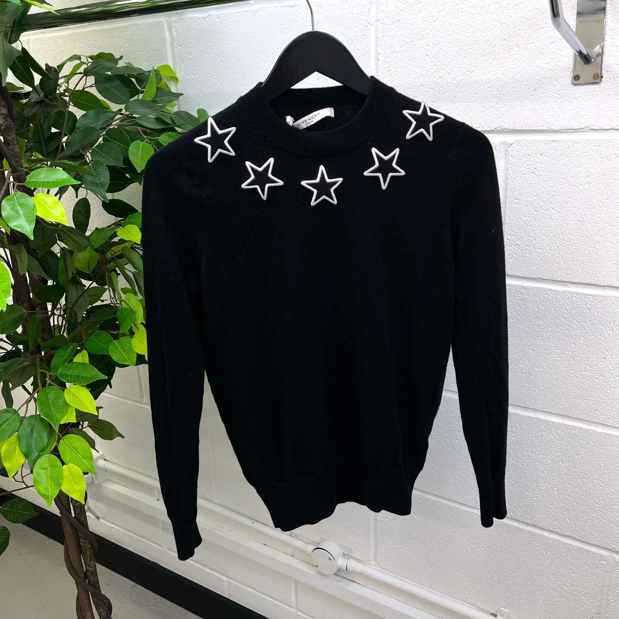 Men's Embroidered Star Jumper Black Size S