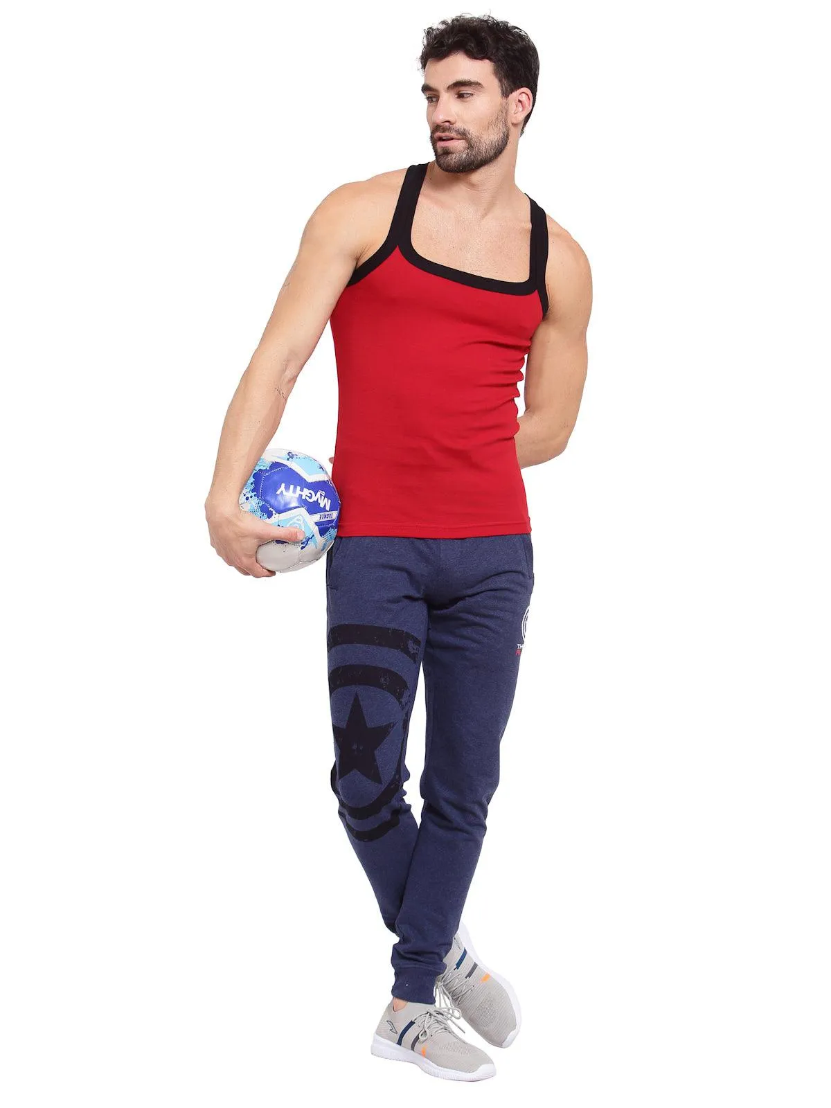 Men's Solid Gym Vest- Pack of 2 (Navy & Red)