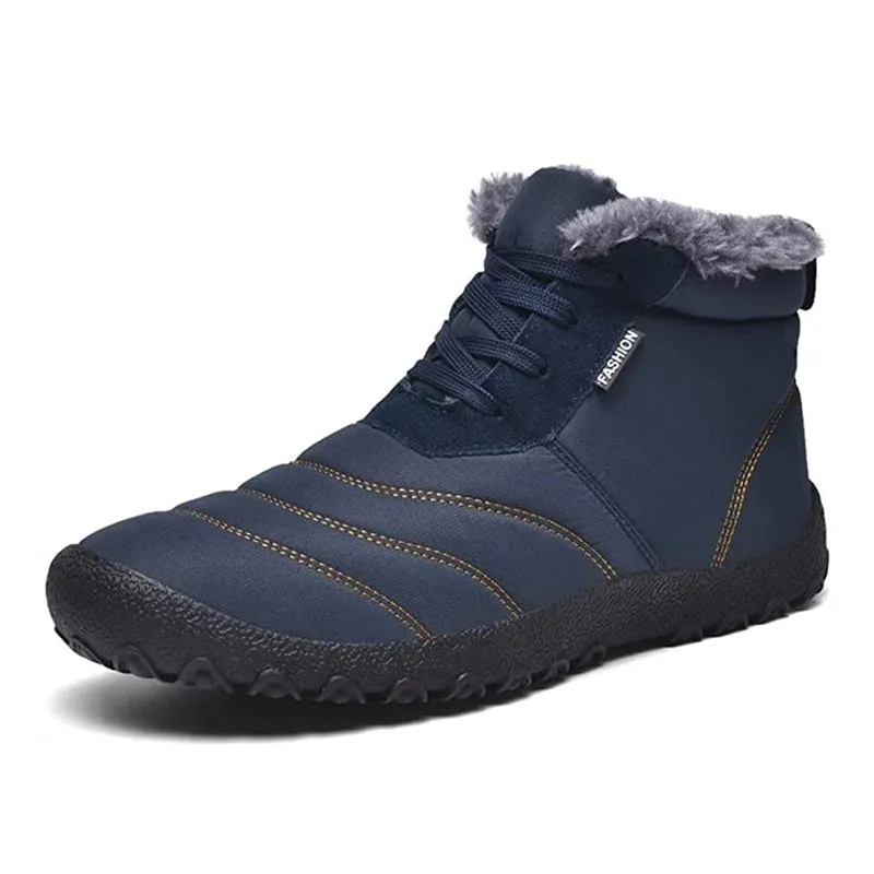 Men's Walking Warm Comfortable Snow Boots Non-Slip Flat Casual Slip On Boots