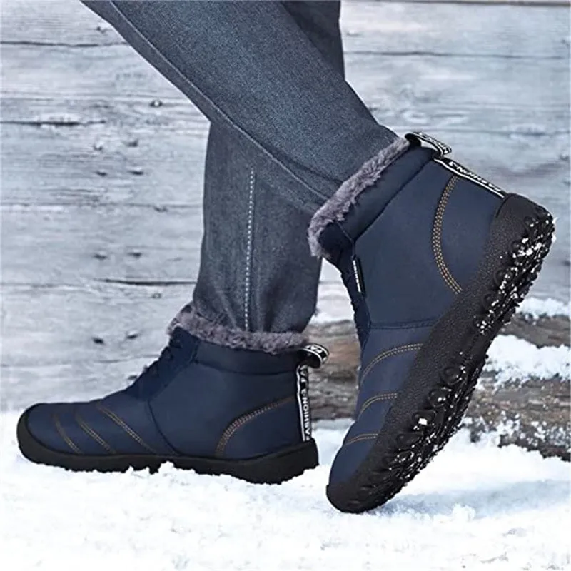 Men's Walking Warm Comfortable Snow Boots Non-Slip Flat Casual Slip On Boots