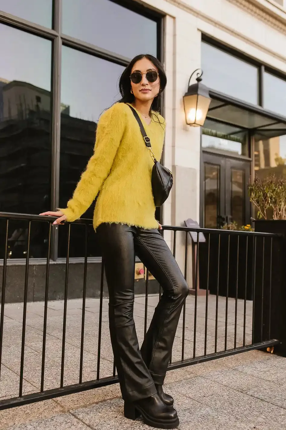 Miller Fuzzy Sweater in Chartreuse - FINAL SALE