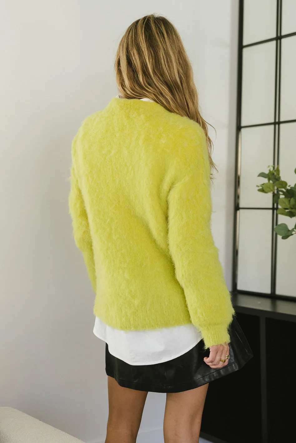 Miller Fuzzy Sweater in Chartreuse - FINAL SALE