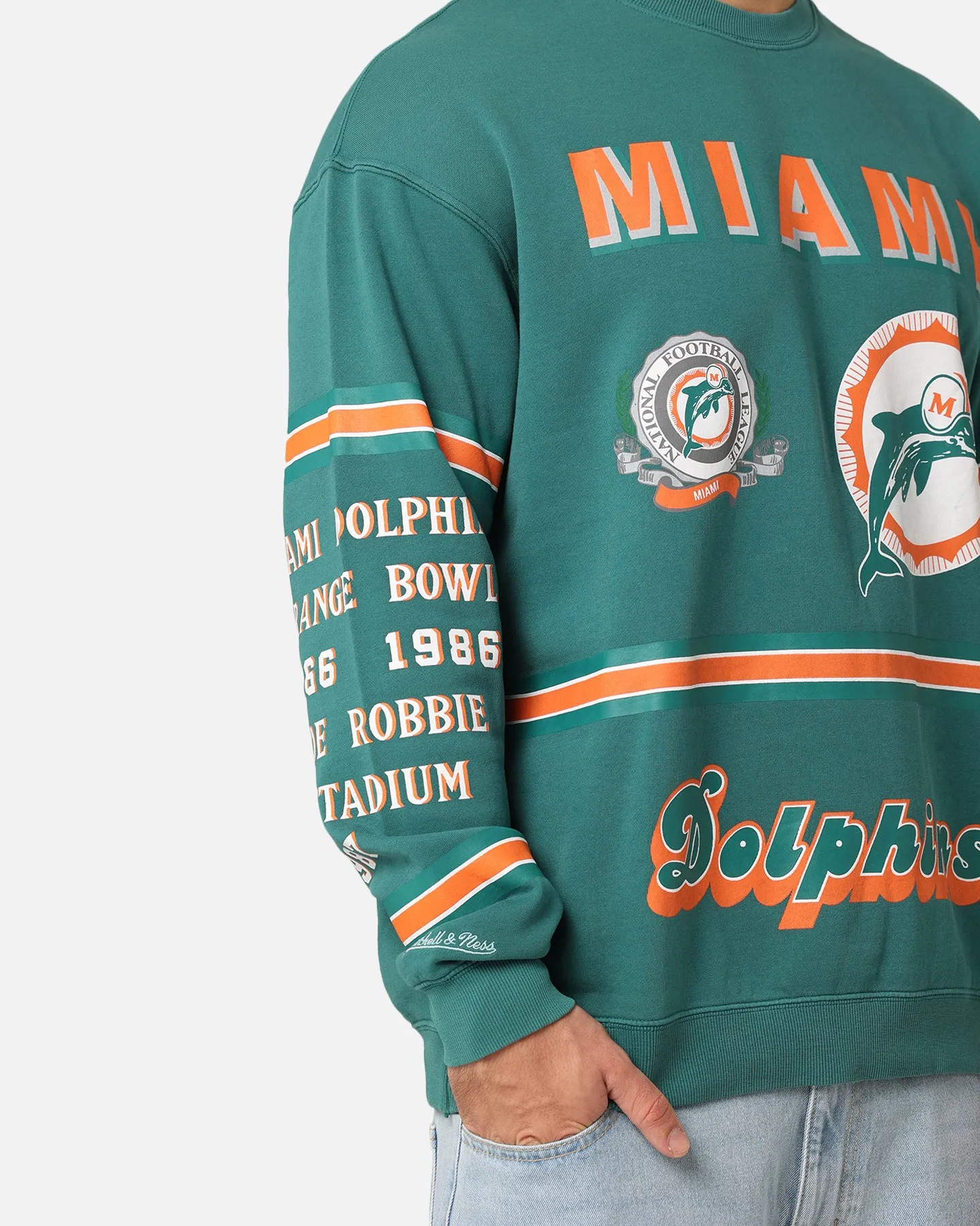 Mitchell & Ness Miami Dolphins 17-0 Crewneck Faded Teal