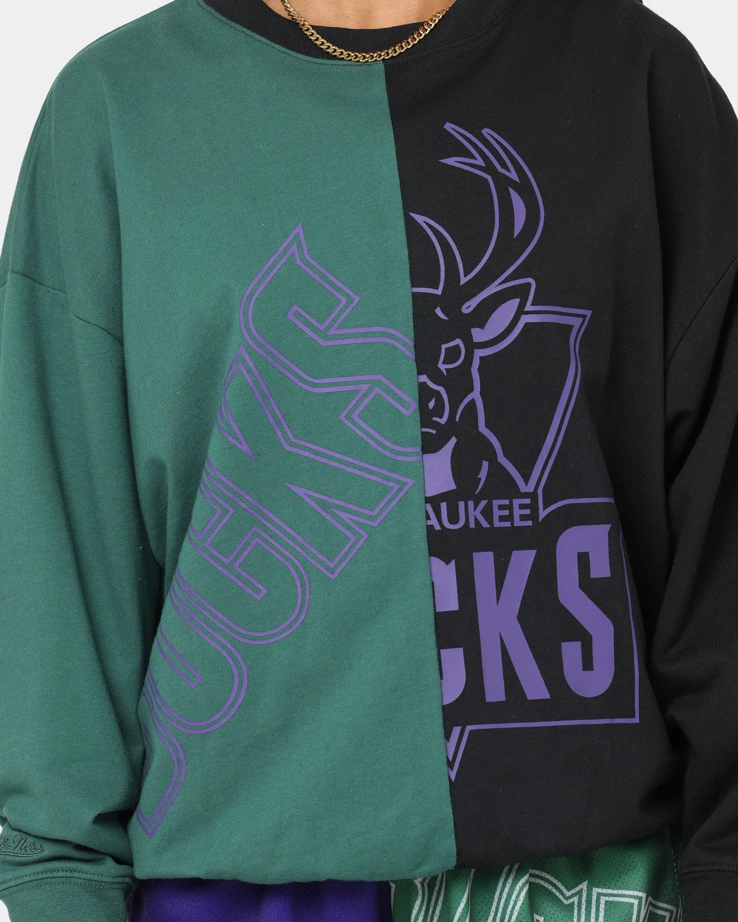 Mitchell & Ness Women's Milwaukee Bucks Big Face 5.0 Crewneck Green