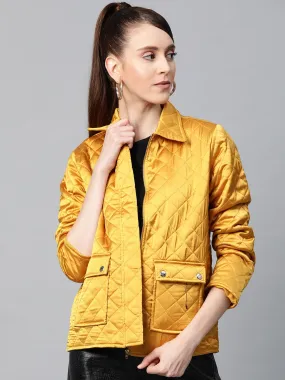 Mustard Satin Quilted Jacket