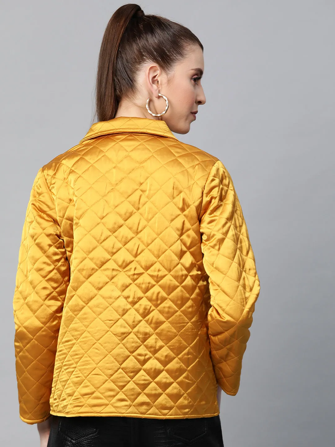 Mustard Satin Quilted Jacket