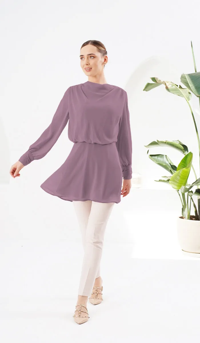 Myra Modest Chiffon Tunic Dress - Dusty Mauve - FINAL SALE