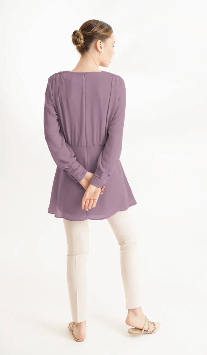 Myra Modest Chiffon Tunic Dress - Dusty Mauve - FINAL SALE