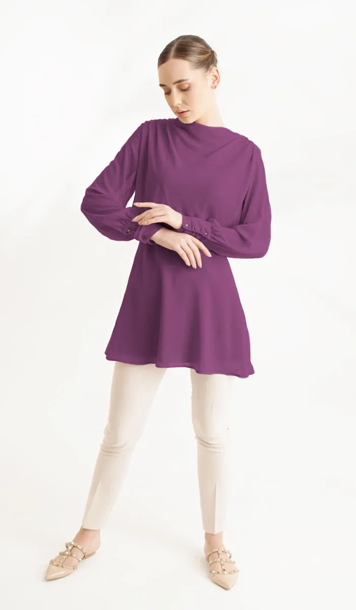 Myra Modest Chiffon Tunic Dress - Orchid - FINAL SALE