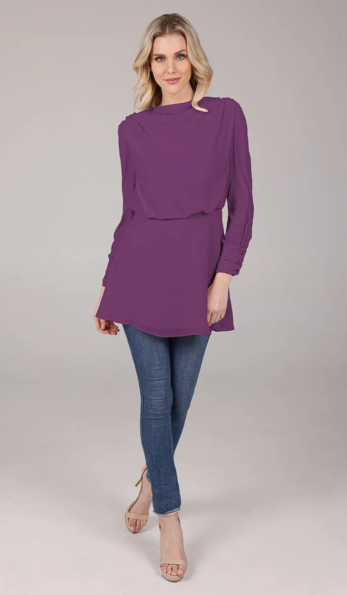 Myra Modest Chiffon Tunic Dress - Orchid - FINAL SALE