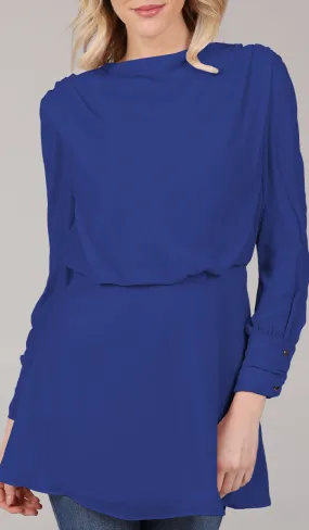 Myra Modest Chiffon Tunic Dress - Royal Blue - FINAL SALE