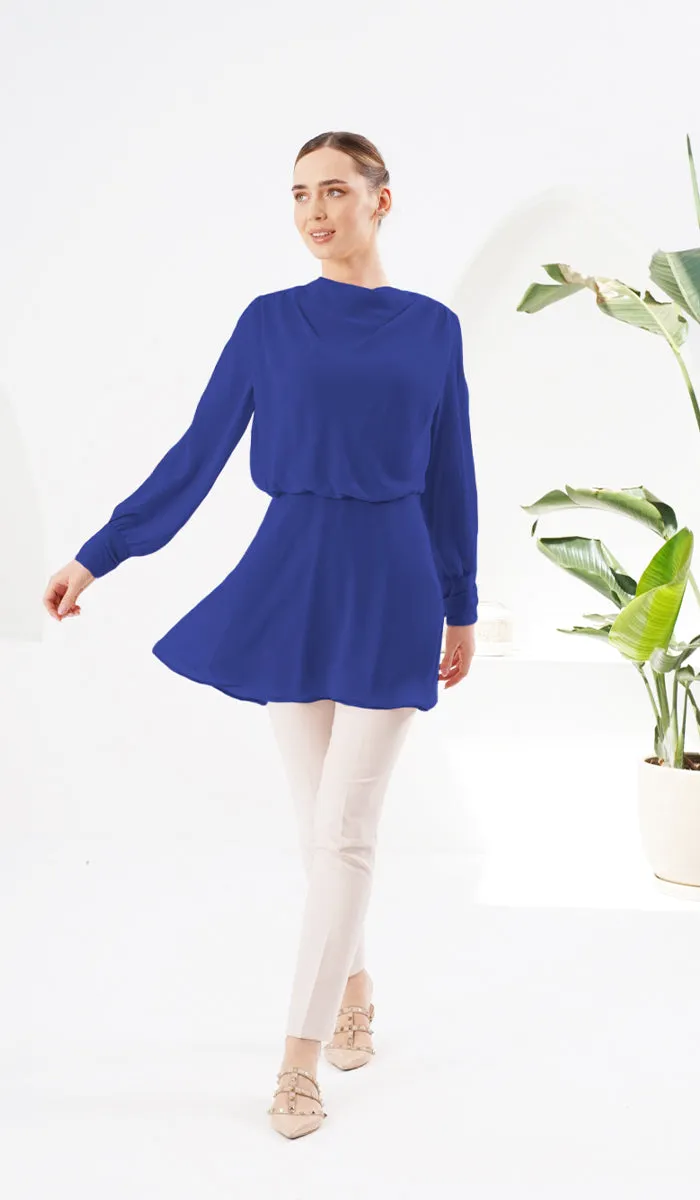 Myra Modest Chiffon Tunic Dress - Royal Blue - FINAL SALE