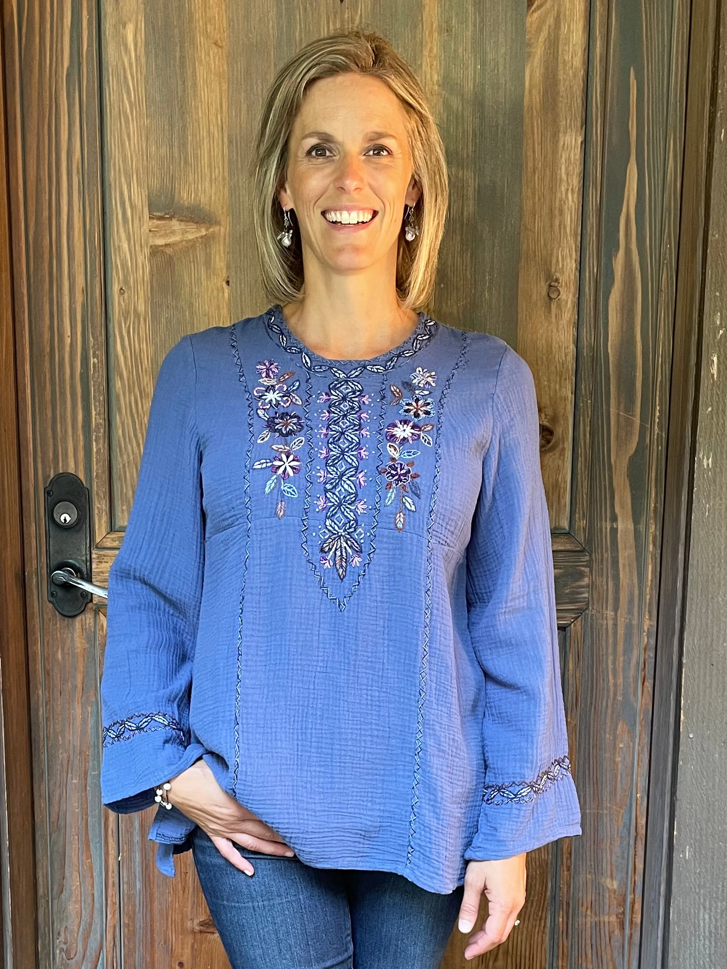 Natalia Floral Tunic - blue