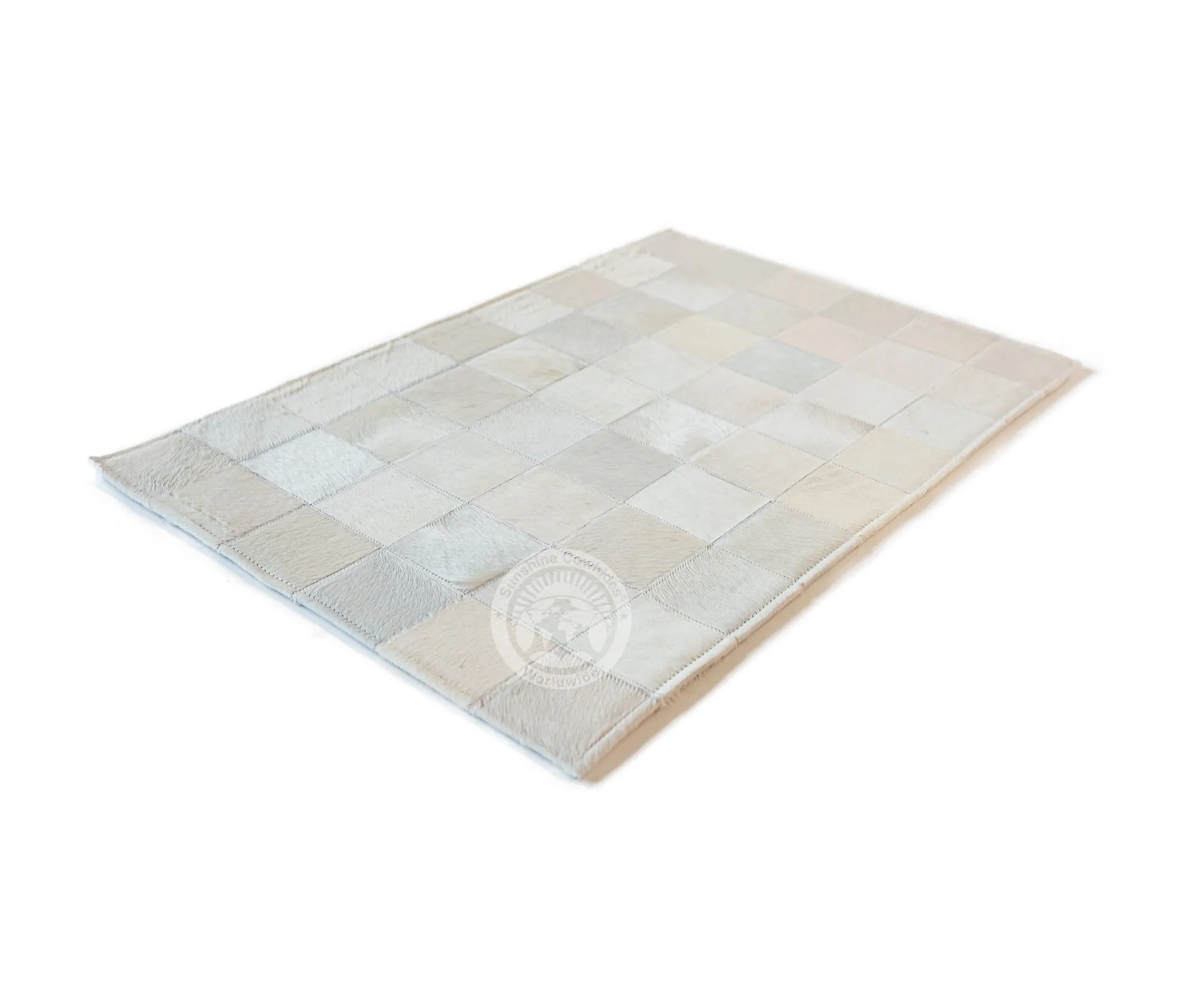 Natural White - 22 X 34" Designer Rug - Squares