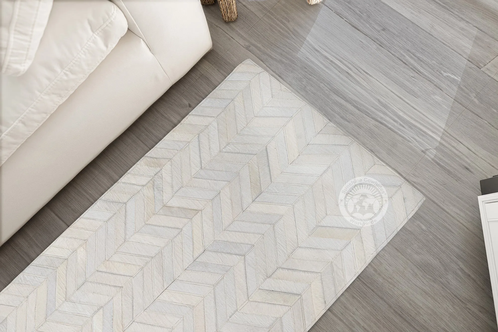 Natural White - Designer Rug - Runner - Chevron