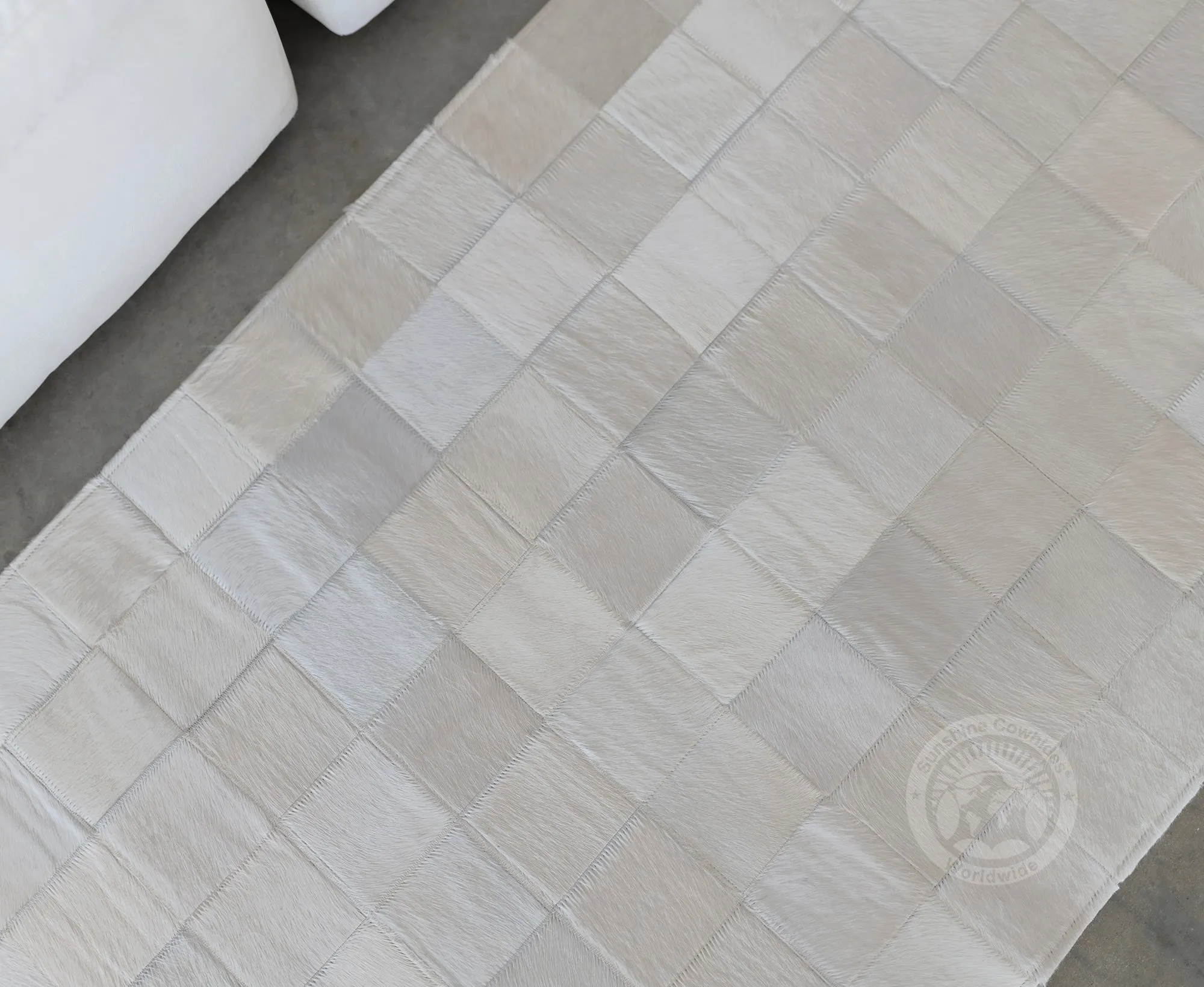 Natural White - Designer Rug - Runner - Squares