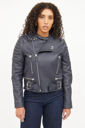 Navy Leather Jacket