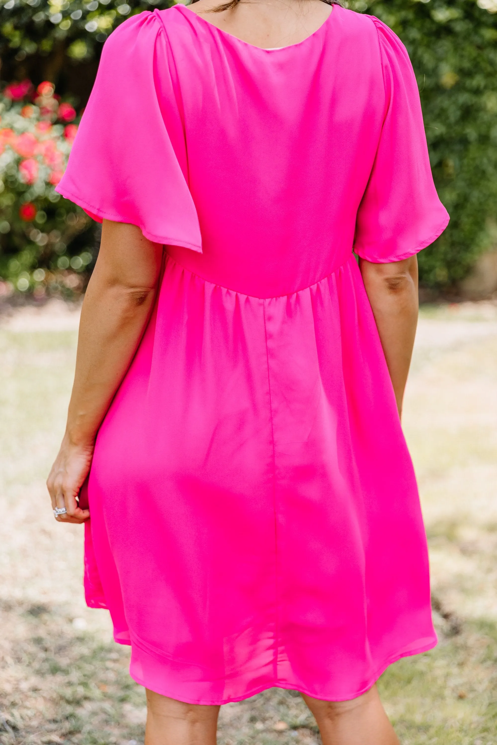 Never Give Up Hot Pink Babydoll Dress