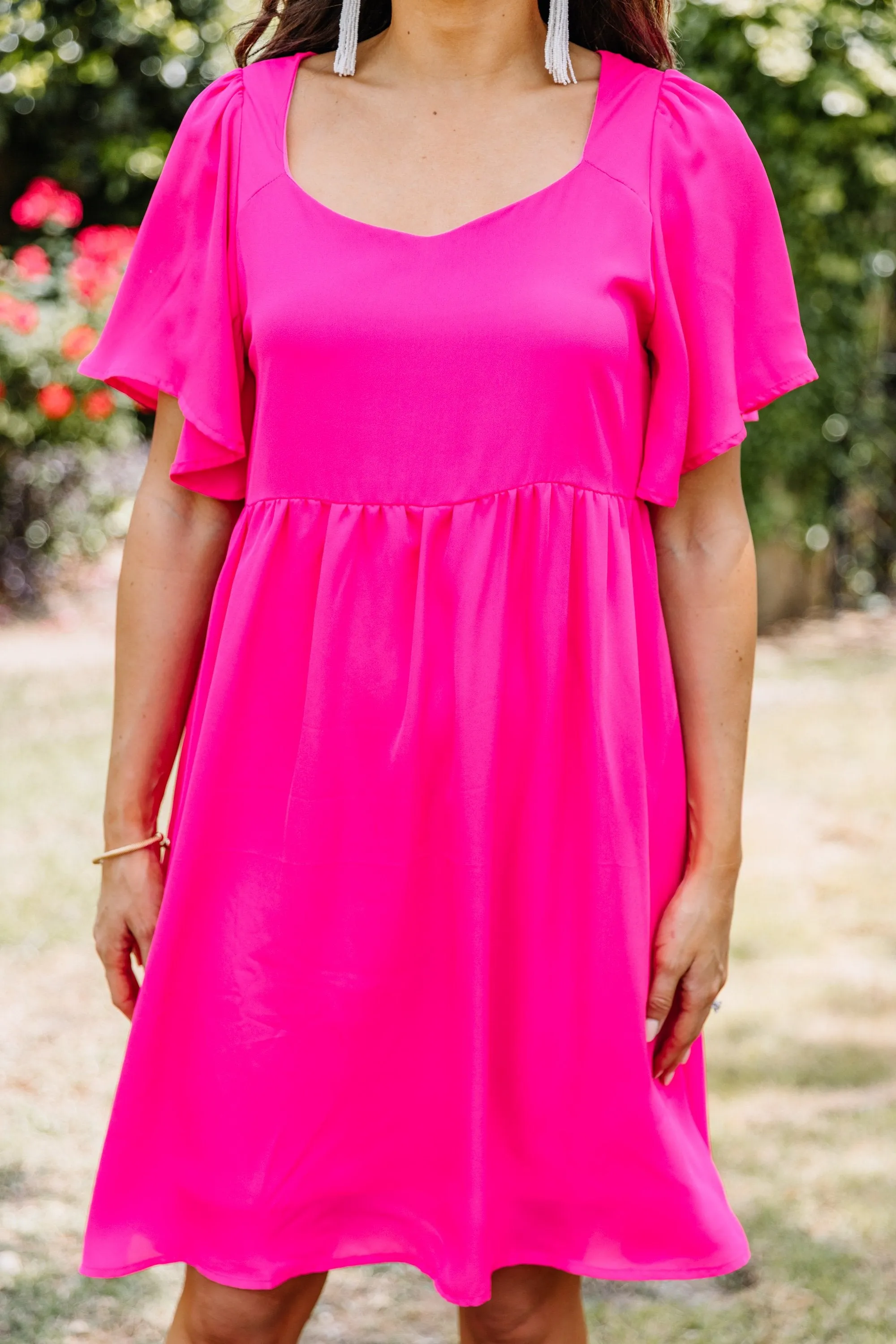 Never Give Up Hot Pink Babydoll Dress