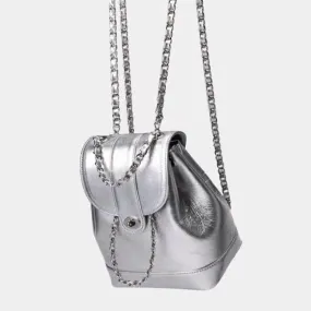 New Ins Style Silver Chain Backpack Women's Popular Korean Version of Chanel's Style Backpack Fashion Special-Interest Schoolbag