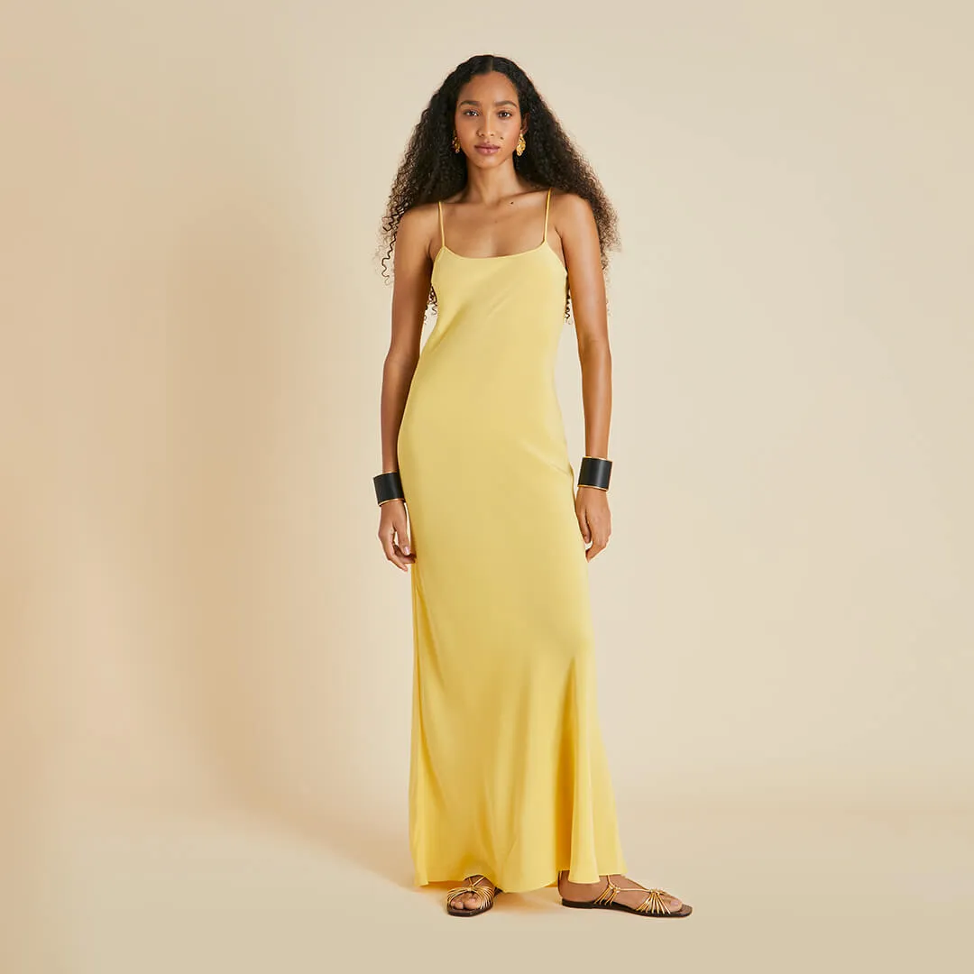 Olympia Yellow Slip Dress in Silk Crêpe de Chine