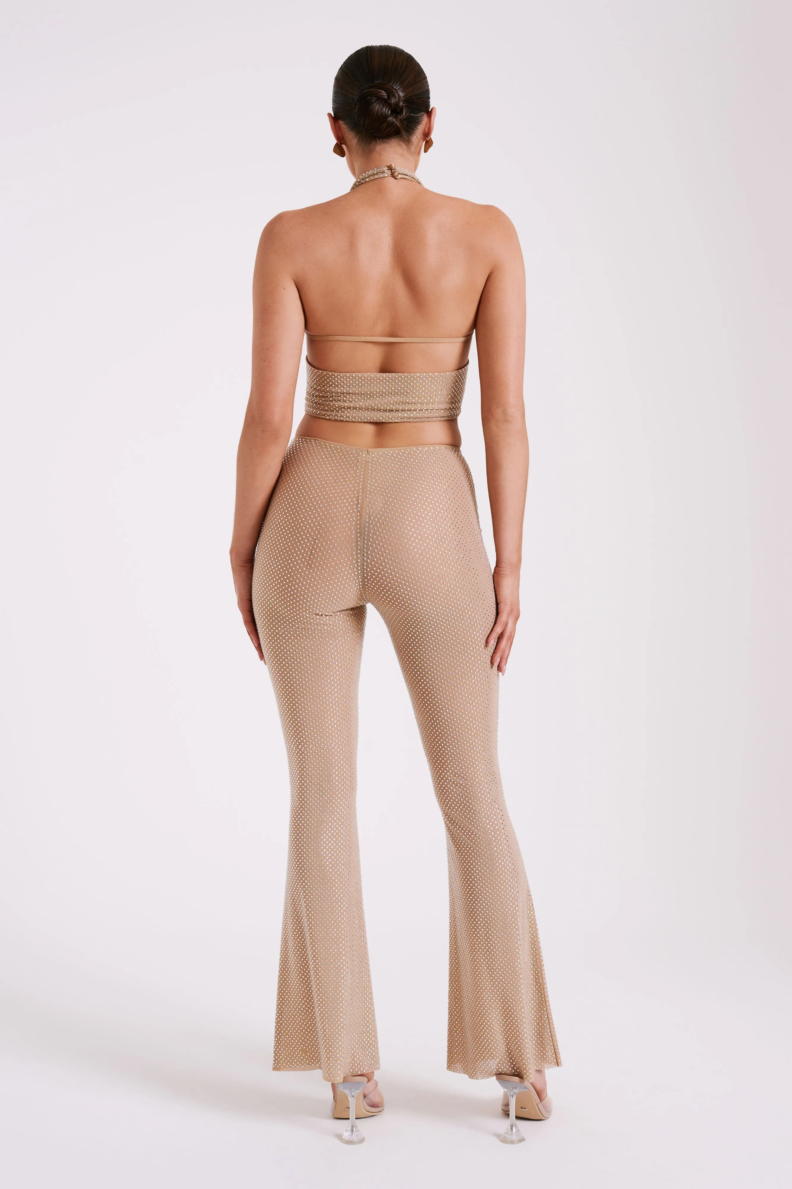 Ophelia Diamante Skinny Leg Pants - Nude