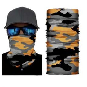 ORANGE BLOTCHED CAMO SEAMLESS BANDANA FACE COVER TUBE MULTI FUNCTION MASK WRAPS