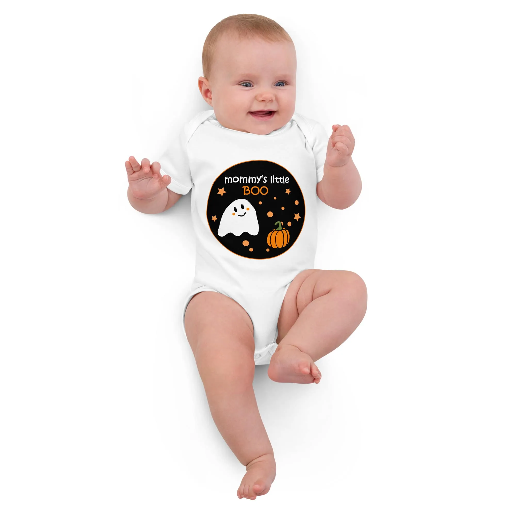 Organic Cotton Baby Bodysuit – "Mommy's Little BOO" Halloween | 2 Colors