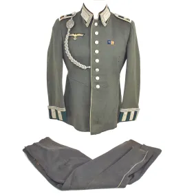 Original German WWII Named Heer 36th Infantry Feldwebel M35 Waffenrock Tunic with Pants and Marksmanship Lanyard - dated 1935