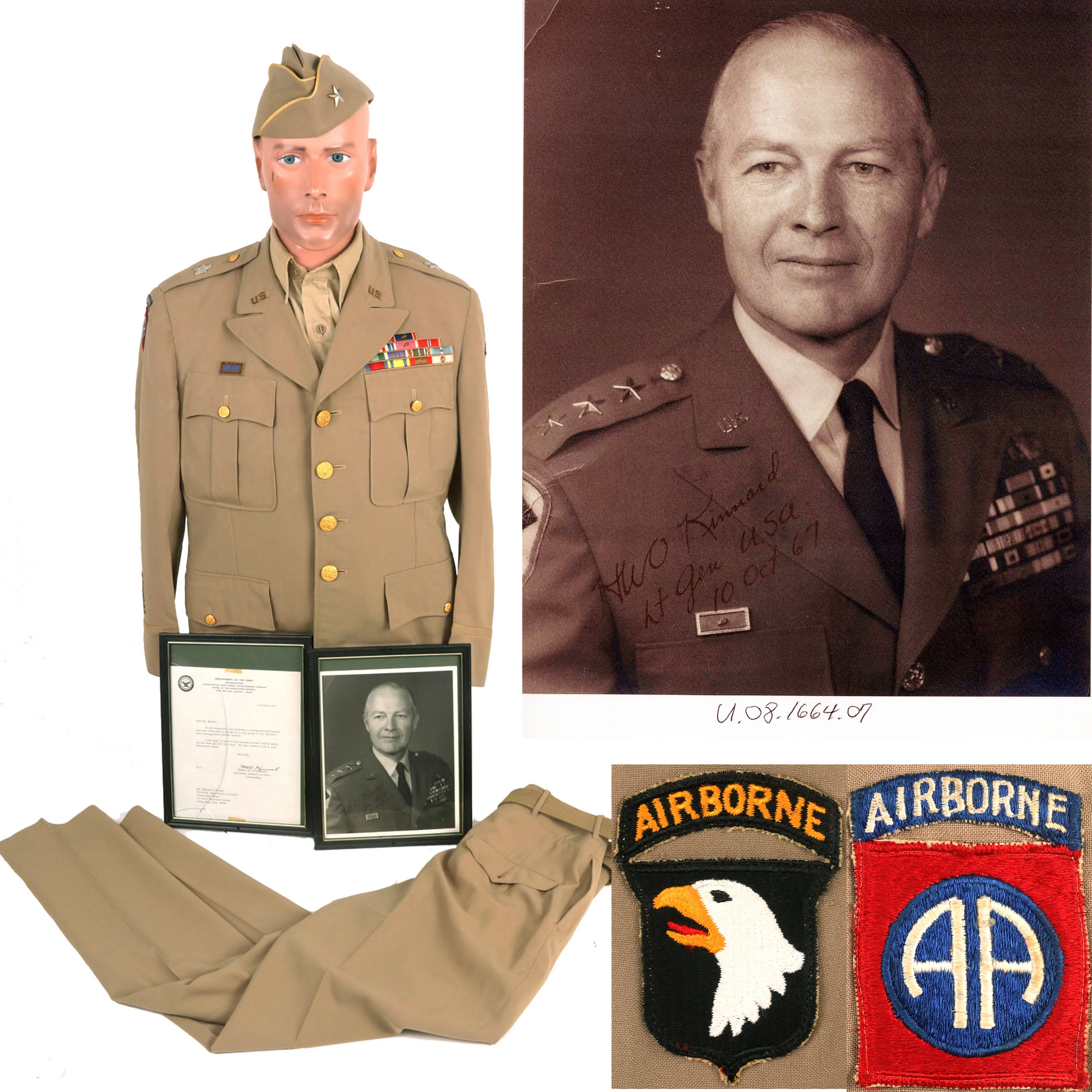 Original U.S. WWII 101st / 82nd Airborne Division Patched Summer Service Dress Uniform Attributed To Lieutenant General Harry Kinnard With Signed Photograph - Formerly Part of the A.A.F. Tank Museum