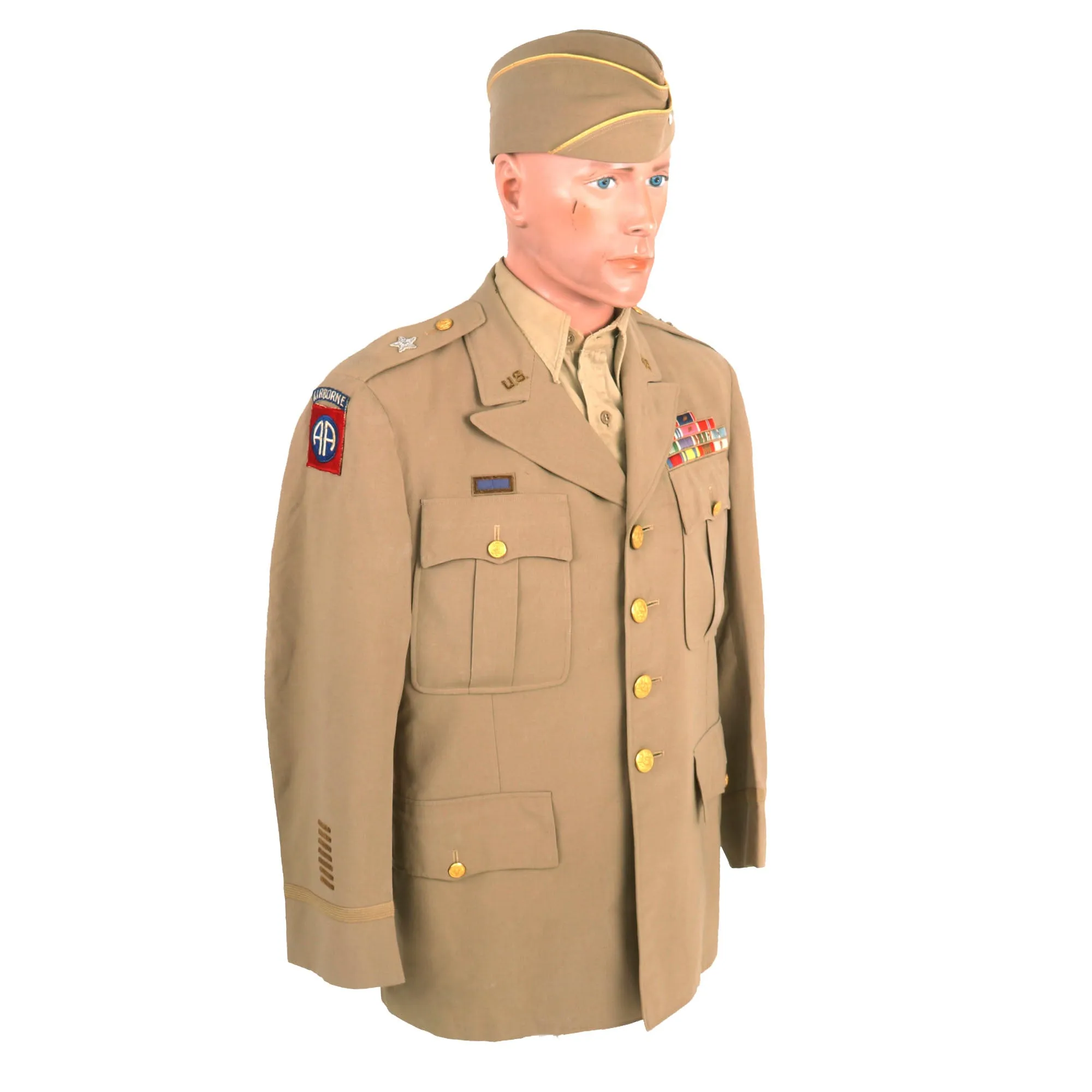 Original U.S. WWII 101st / 82nd Airborne Division Patched Summer Service Dress Uniform Attributed To Lieutenant General Harry Kinnard With Signed Photograph - Formerly Part of the A.A.F. Tank Museum