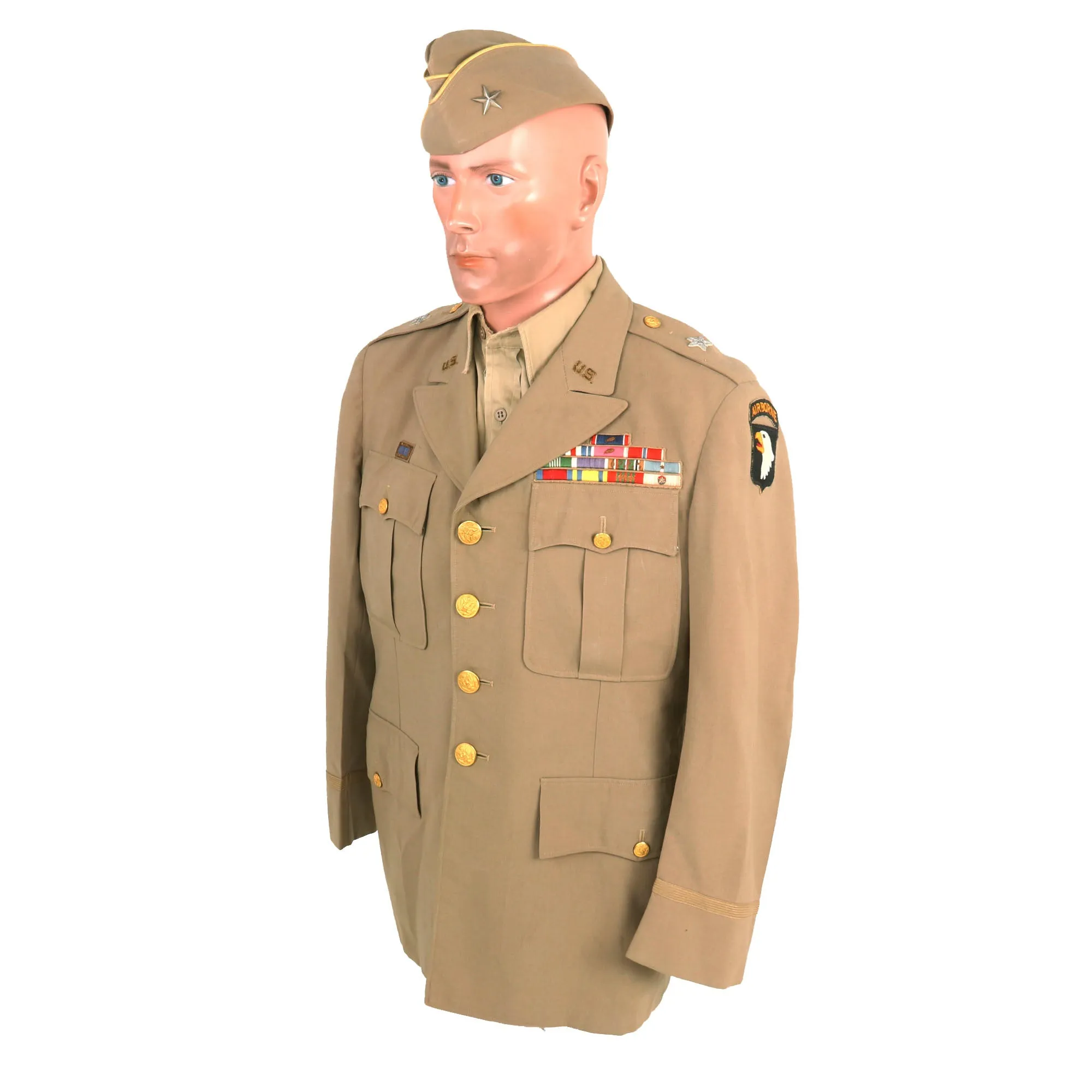 Original U.S. WWII 101st / 82nd Airborne Division Patched Summer Service Dress Uniform Attributed To Lieutenant General Harry Kinnard With Signed Photograph - Formerly Part of the A.A.F. Tank Museum