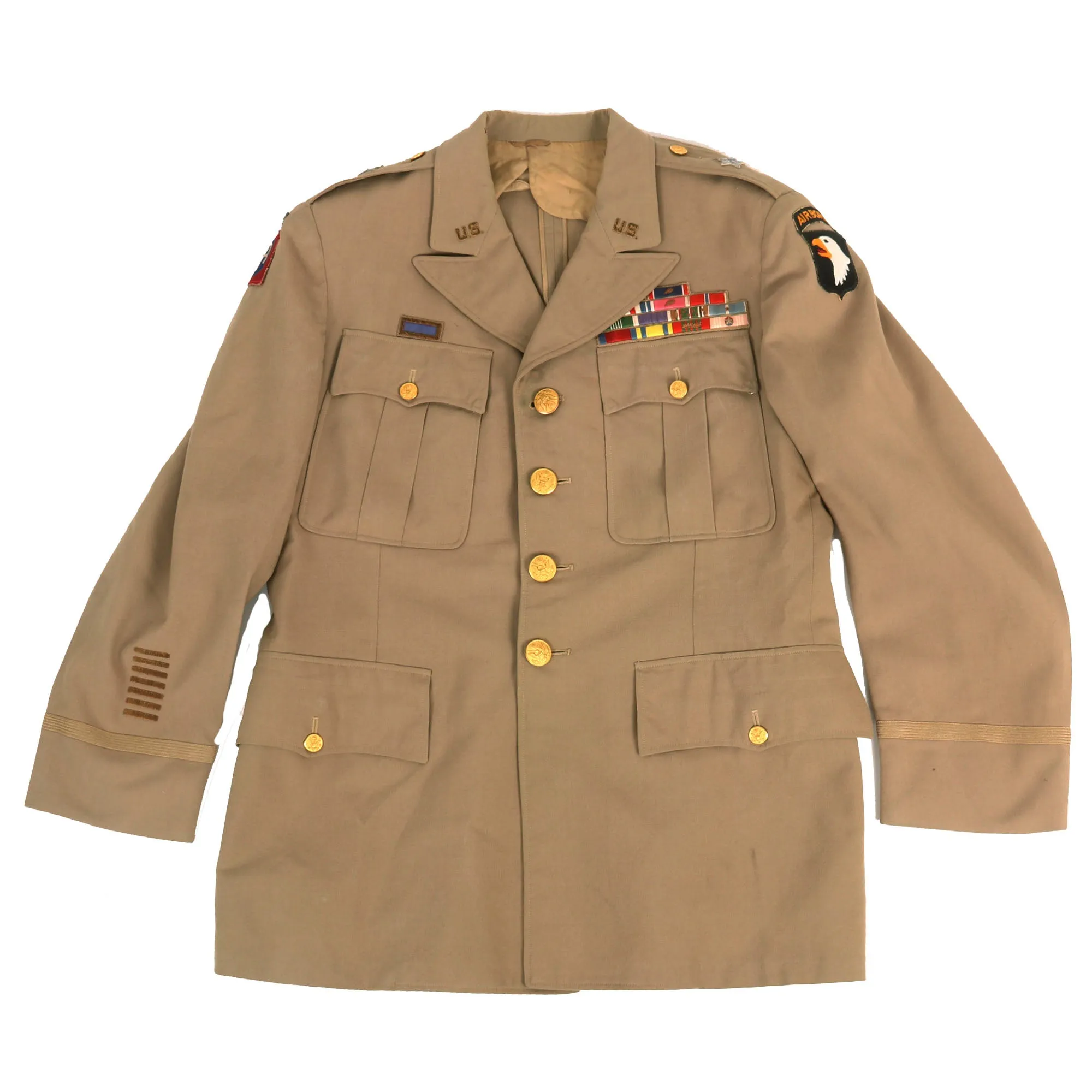 Original U.S. WWII 101st / 82nd Airborne Division Patched Summer Service Dress Uniform Attributed To Lieutenant General Harry Kinnard With Signed Photograph - Formerly Part of the A.A.F. Tank Museum