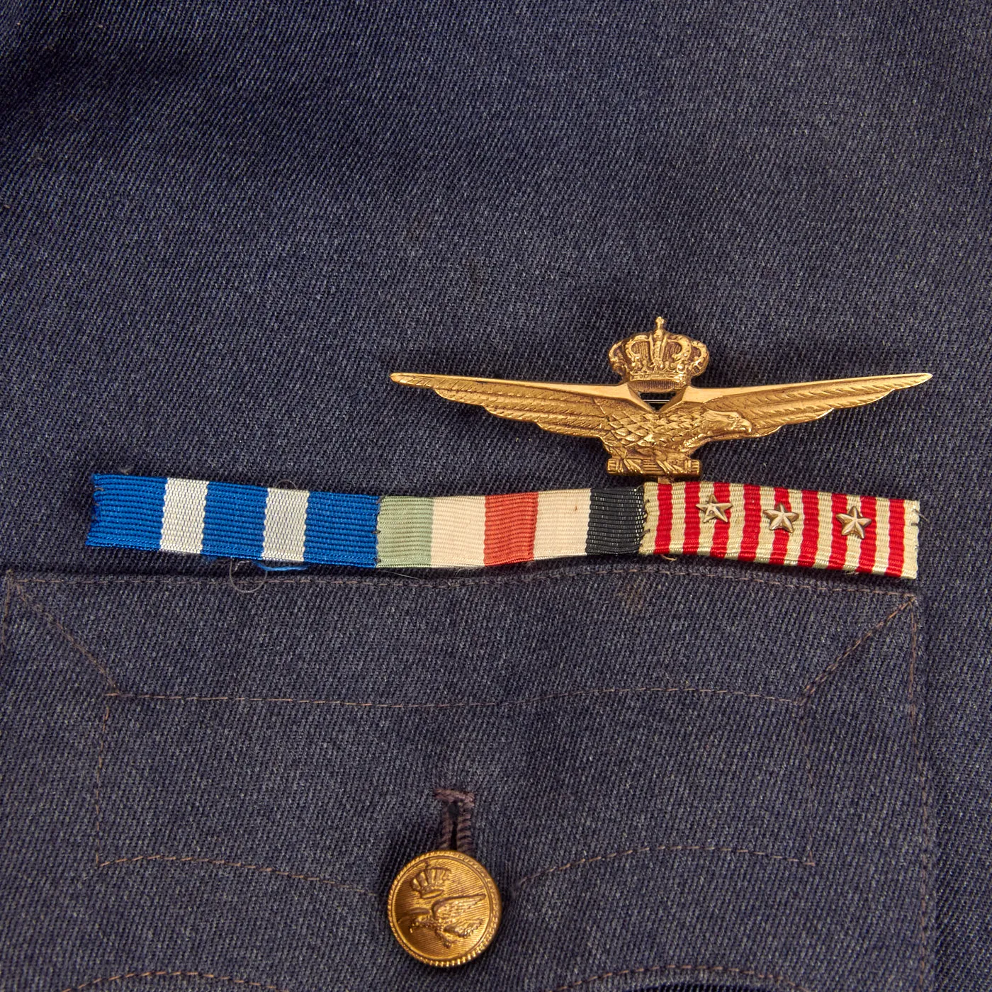 Original WWII Italian Regia Aeronautica Air Force Pilot Uniform Tunic with Milan Made Pilot Wings