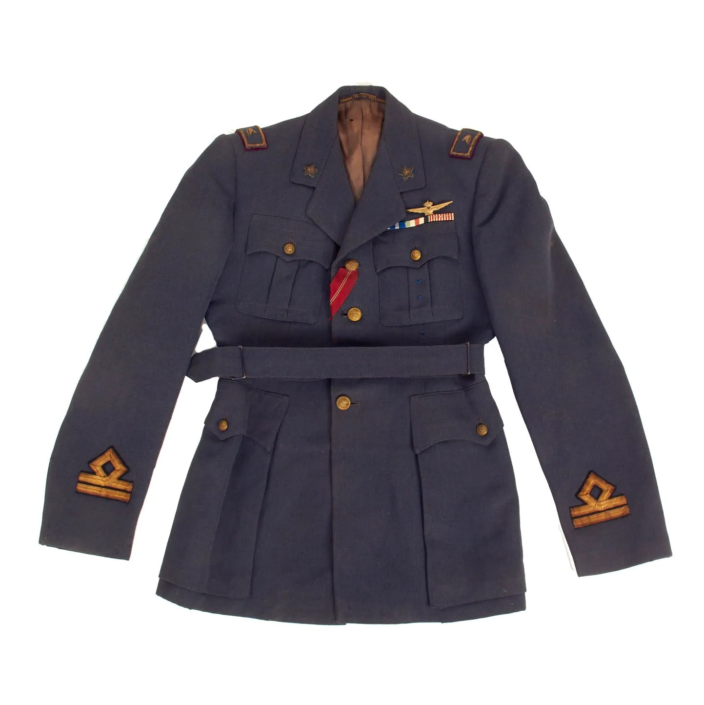 Original WWII Italian Regia Aeronautica Air Force Pilot Uniform Tunic with Milan Made Pilot Wings